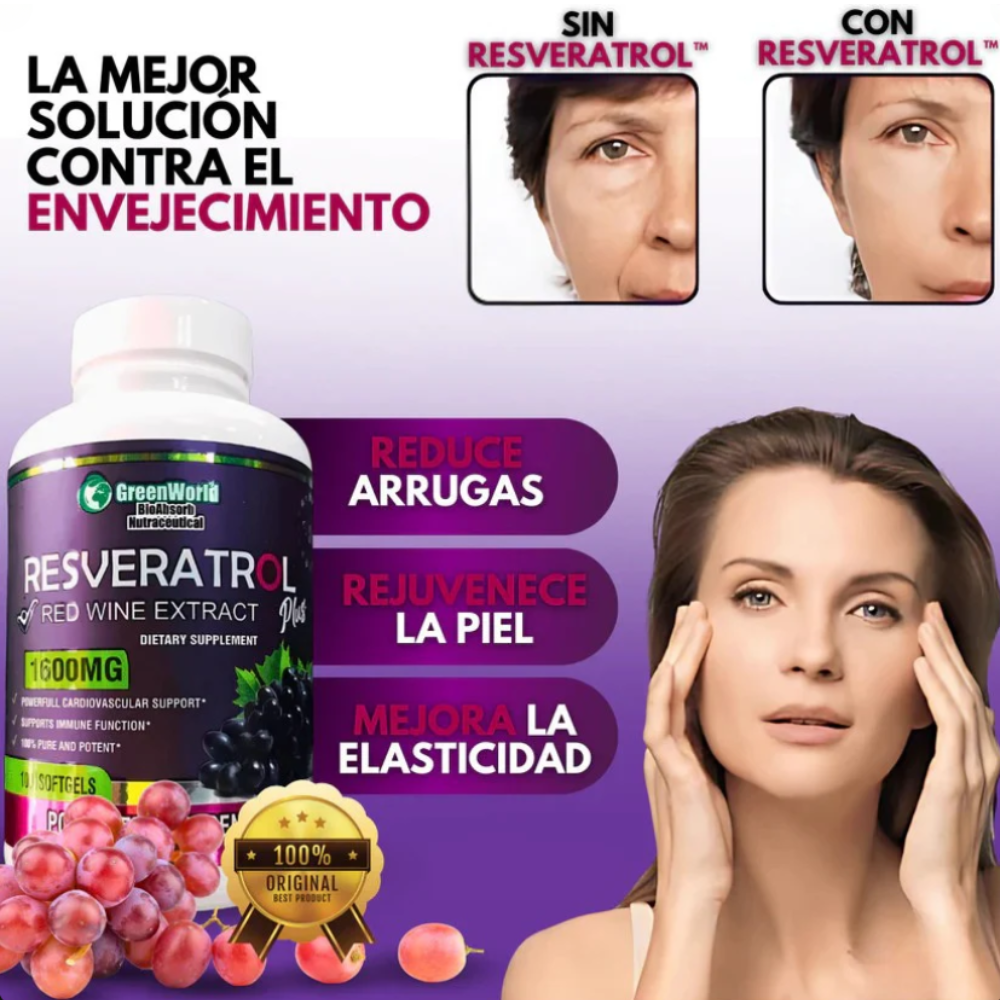 RESVERATROL® - 60 Capsulas Antienvejecimiento - 😱OFERTA EXCLUSIVA😱 2×1 solo por hoy.