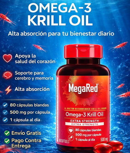 Omega-3 Krill Oil 500 mg – ayuda la retención de memoria y potencia sexual.