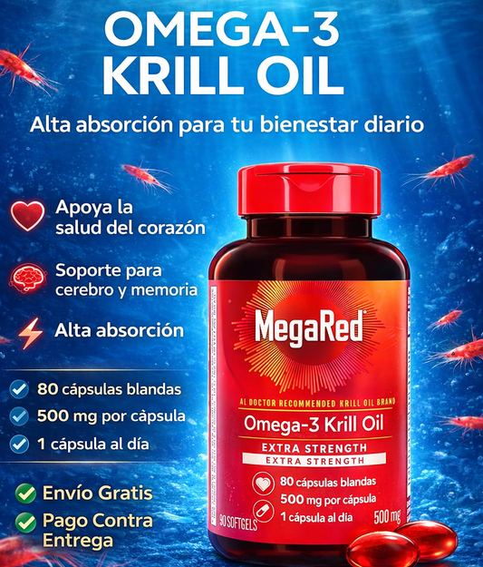 Omega-3 Krill Oil 500 mg – ayuda la retención de memoria y potencia sexual.