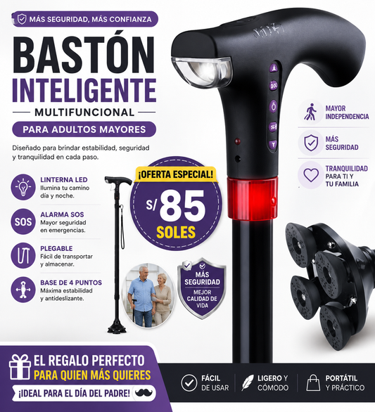 Bastón Inteligente Multifuncional para Adultos Mayores + 1 regalo sorpresa