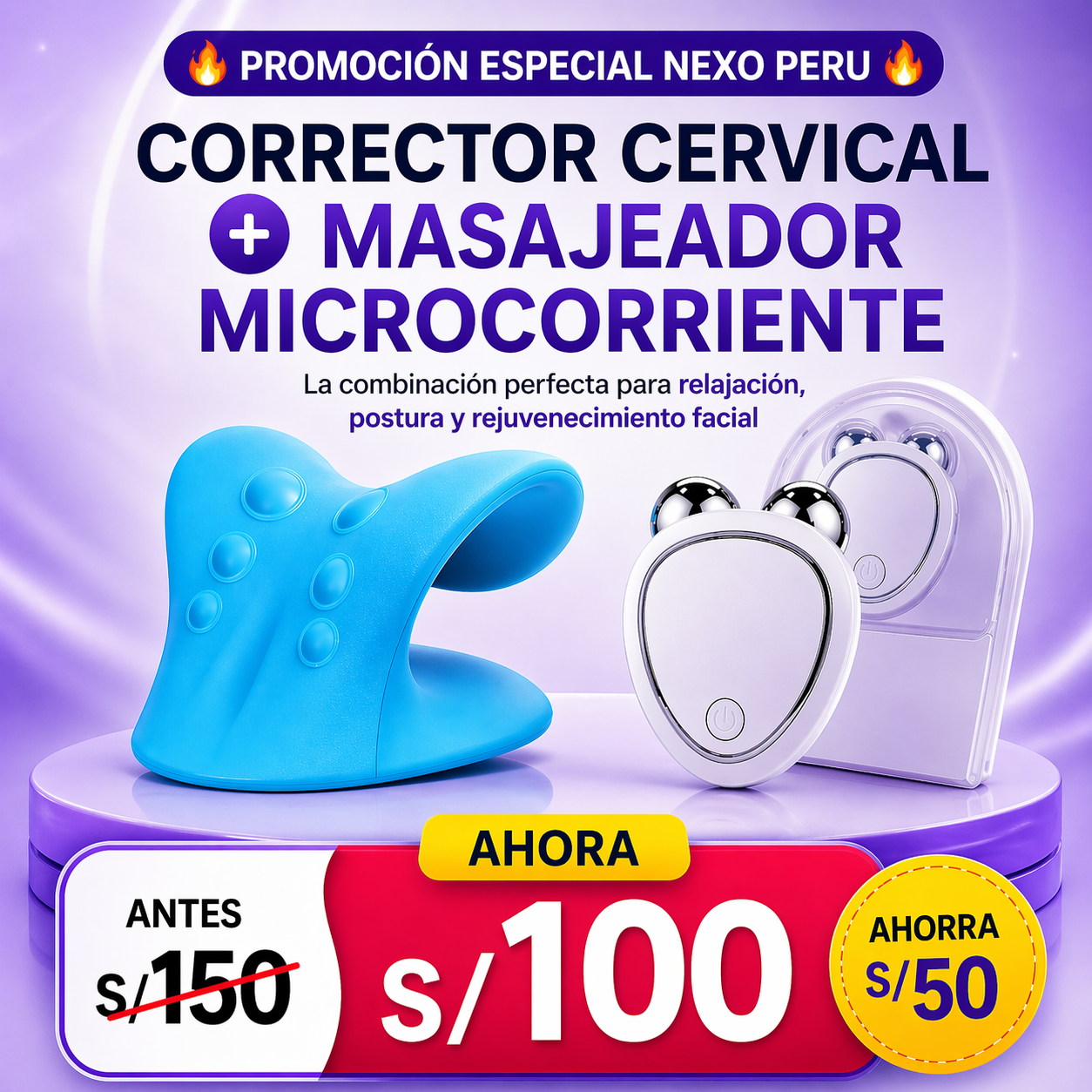 CORRECTOR CERVICAL + MASAJEADOR MICROCORRIENTE